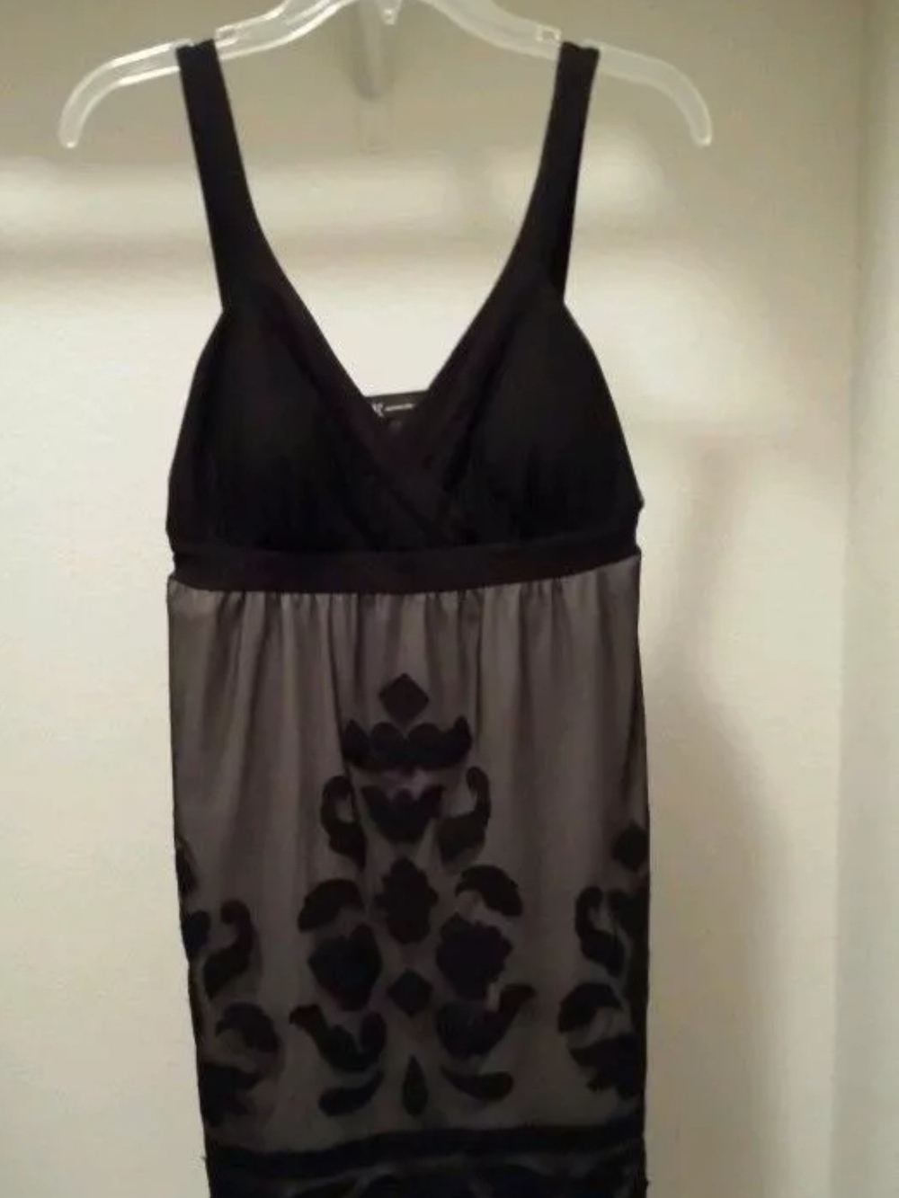 INC International Concepts Black Sheer Embroidered Chemise